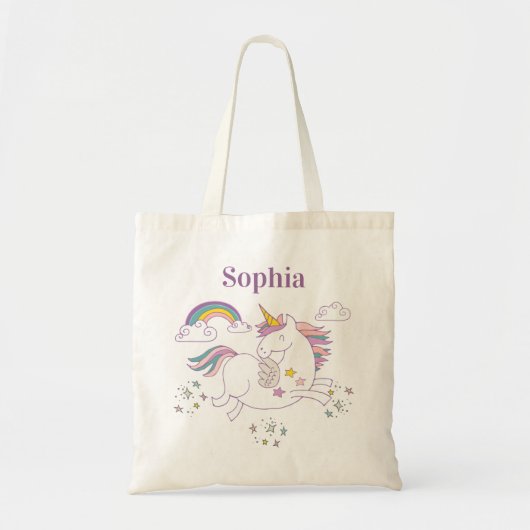 Magische Eenhoorn Gepersonaliseerde Herbruikbare T Tote Bag (Voorkant)