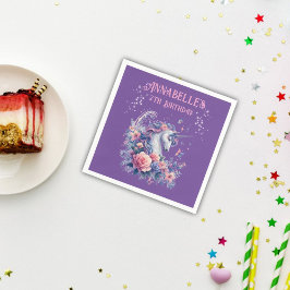 Magische Eenhoorn Glitter Roze Paars Meisje Verjaa Servet
