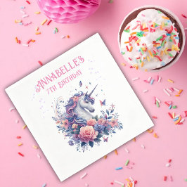 Magische Eenhoorn Glitter Roze Paars Meisje Verjaa Servet