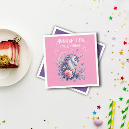 Magische Eenhoorn Glitter Roze Paars Meisje Verjaa Servet