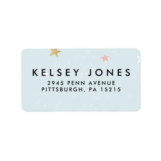 MAGISCHE EENHOORN GLITTER STER ADRES LABEL (Voorkant)