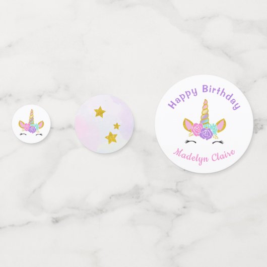 Magische eenhoorn glitter sterren verjaardag confetti (Voorkanten)