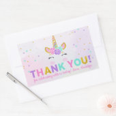Magische Eenhoorn Glitter Verjaardagsgunst Dank u Rechthoekige Sticker (Envelop)