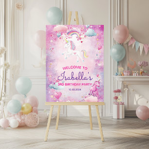 Magische eenhoorn grillige regenboog verjaardagsfe poster