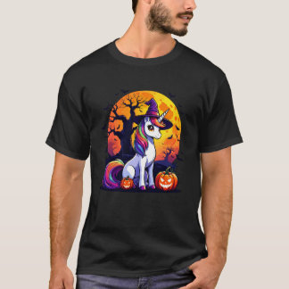 Magische Eenhoorn Halloween Pompoen Heks Grappig S T-shirt