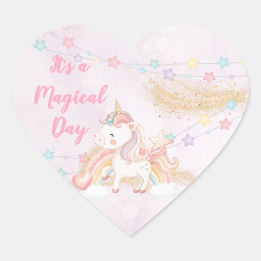 Magische Eenhoorn Hart Sticker (Voorkant)