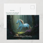 Magische eenhoorn in betoverd bos Verjaardag Briefkaart (Voorkant / Achterkant)