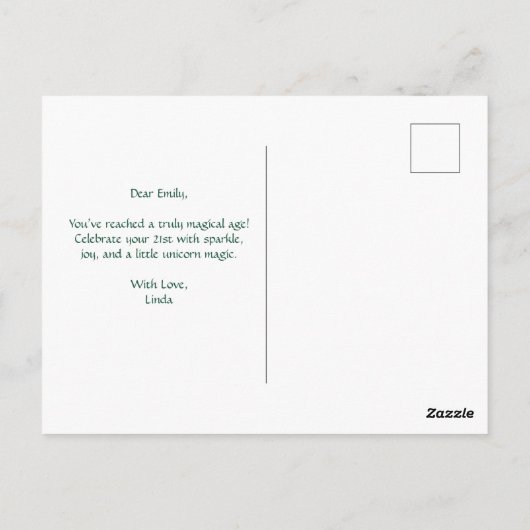 Magische eenhoorn in betoverd bos Verjaardag Briefkaart (Achterkant)