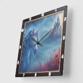 Magische Eenhoorn Kasteel Fantasy Vierkante Klok (Hoek)