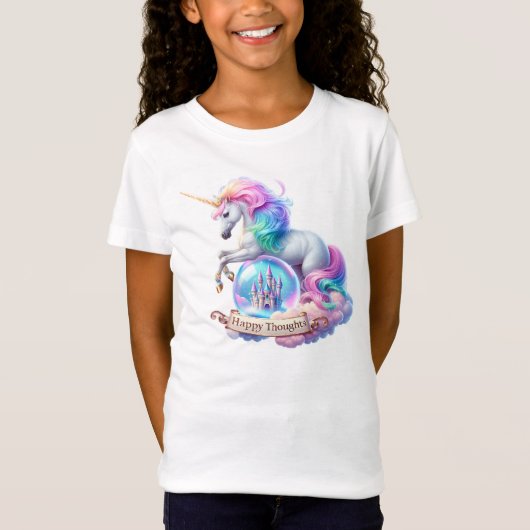 Magische Eenhoorn Kasteel Regenboog Gelukkige Geda T-shirt (Voorkant)