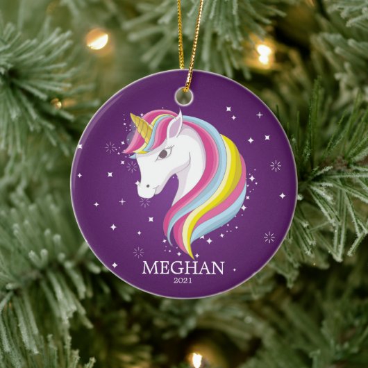 Magische Eenhoorn Kerstbal Keramisch Ornament (Boom)