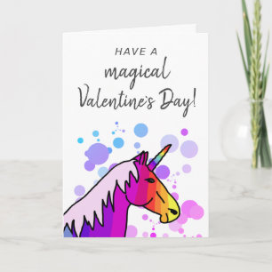 Magische Eenhoorn Kinderen Klas Valentijnsdag Feestdagen Kaart