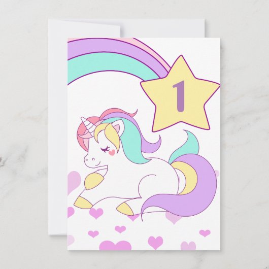 Magische Eenhoorn Kinderen verjaardagsuitnodiging Kaart (Achterkant)