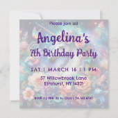 Magische eenhoorn kleurrijke bloemenmeisjes verjaa kaart (Voorkant)