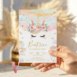 Magische Eenhoorn Kleurrijke Pastel Gouden Glitter Kaart