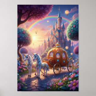 Magische Eenhoorn Koets Sprookjeskasteel Poster