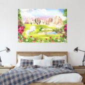 Magische Eenhoorn Koninkrijk - Fantasy Castle Land Canvas Afdruk (Insitu (Slaapkamer))