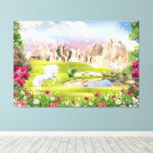 Magische Eenhoorn Koninkrijk - Fantasy Castle Land Canvas Afdruk (Insitu (Houten vloer))