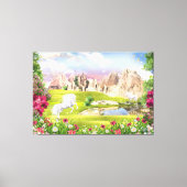 Magische Eenhoorn Koninkrijk - Fantasy Castle Land Canvas Afdruk (Voorkant)