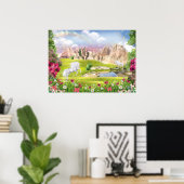 Magische Eenhoorn Koninkrijk - Fantasy Castle Land Poster (Thuiskantoor)