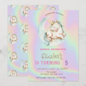 Magische eenhoorn maan holografisch kaart (Voorkant / Achterkant)