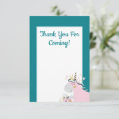 Magische Eenhoorn Meisje Verjaardagsfeest Hand Ges Bedankkaart (Staand voorkant)