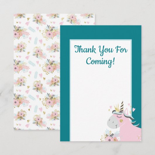 Magische Eenhoorn Meisje Verjaardagsfeest Hand Ges Bedankkaart (Voorkant / Achterkant)