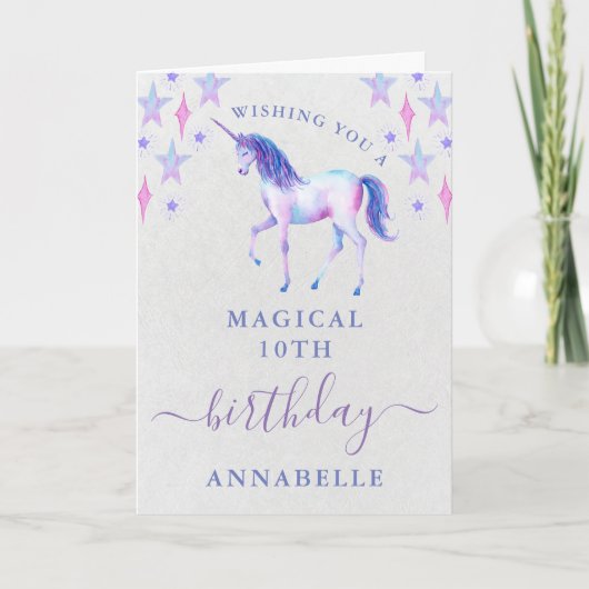 Magische Eenhoorn Meisjes Elke Leeftijd Verjaardag Kaart (Voorkant)