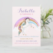 Magische Eenhoorn Meisjes Verjaardag Uitnodiging (Staand voorkant)