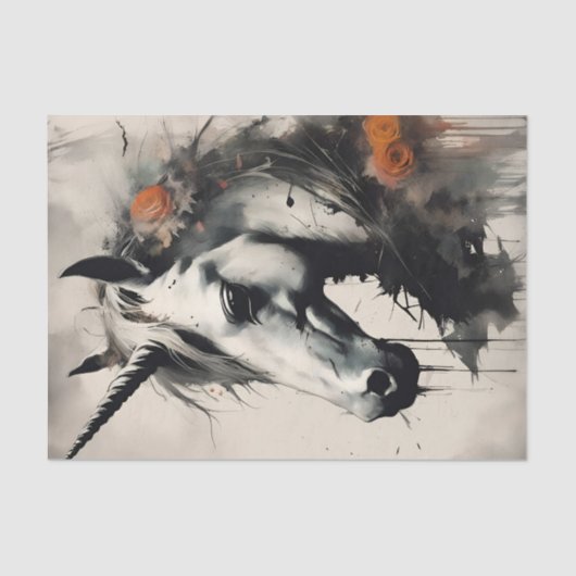 Magische Eenhoorn met Ink Druppels Decoupage Tissuepapier (Voorkant)