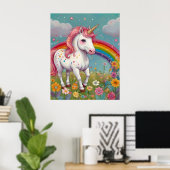 Magische Eenhoorn met Regenboog Kinder Kamer Poste Poster (Thuiskantoor)
