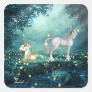 Magische eenhoorn mystieke fantasie vierkante sticker