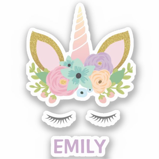 Magische Eenhoorn naam sticker op telefoon en lapt (Voorkant)