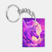 Magische Eenhoorn onder het maanlicht Sleutelhanger (Voorkant Links)