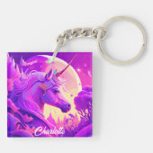 Magische Eenhoorn onder het maanlicht Sleutelhanger (Achterkant)