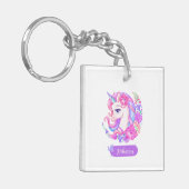 Magische Eenhoorn op maat Foto bloemenmeisje Sleutelhanger (Voorkant Links)