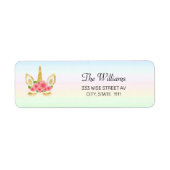 Magische eenhoorn op pastelkleuren etiket (Voorkant)