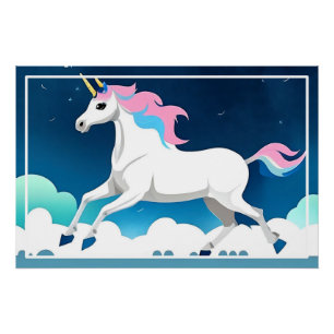 Magische Eenhoorn Paard In De Race Design-15468 Perfect Poster