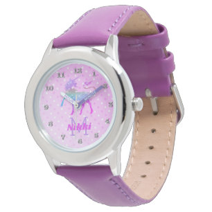 Magische eenhoorn Paarse gepersonaliseerde meisjes Horloge