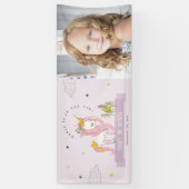 Magische Eenhoorn Paarse Lila Kinder Foto Verjaard Spandoek (Verticaal)