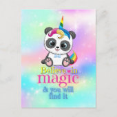 Magische eenhoorn panda op regenboogachtergrond briefkaart (Voorkant)