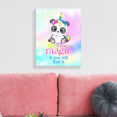 Magische eenhoorn panda op regenboogachtergrond canvas afdruk (Insitu (Woonkamer))