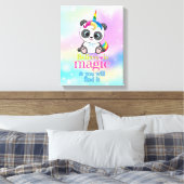 Magische eenhoorn panda op regenboogachtergrond canvas afdruk (Insitu (Slaapkamer))