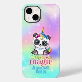 Magische eenhoorn panda op regenboogachtergrond Case-Mate iPhone 14 hoesje