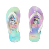 Magische eenhoorn panda op regenboogachtergrond kinder teenslippers (Voetbed)