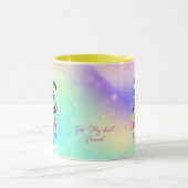 Magische eenhoorn panda op regenboogachtergrond mok (Midden)