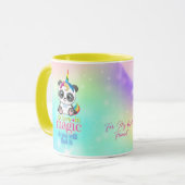 Magische eenhoorn panda op regenboogachtergrond mok (Voorkant links)