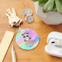 Magische eenhoorn panda op regenboogachtergrond