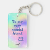 Magische eenhoorn panda op regenboogachtergrond sleutelhanger (achterkant)