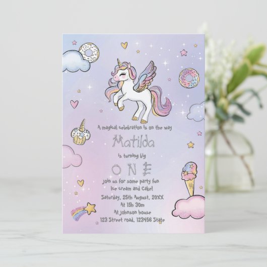 Magische Eenhoorn partij Kaart (Staand voorkant)